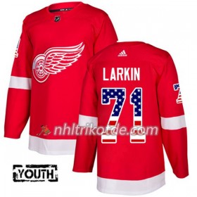 Detroit Red Wings Trikot Dylan Larkin 71 Adidas 2017-2018 Rot USA Flag Fashion Authentic - Kinder
